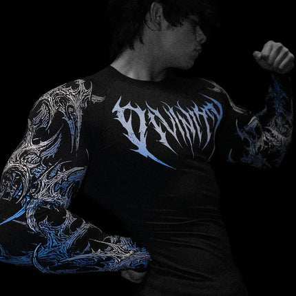 2026 New Dragon Awakening Pattern Gym Long Sleeve Top for Spring and Summer Running Swimming Weightlifting Fitness Clothes