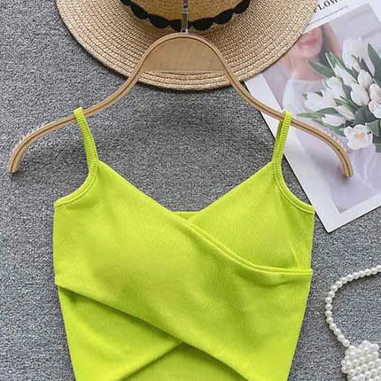 Summer Women's Ribbed Slimming Tank Top Built-in Bra Super Stretch Cross Back Bralette Sexy Layering Camisole Daily Topks