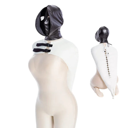 Unisex Intimate Bondage Collection with Adjustable Upper Body Harness Glove Hood Mask for Couple Opaque Binding Adult Sex Toys