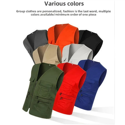 Men's Multi Pocket Tank Top Summer Men American Tactical Hiking Fishing Photography Director Mesh Sleeveless Outdoor Jacket Vest