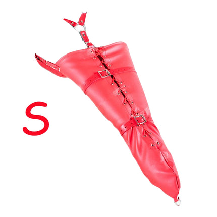 BDSM Bondage Leg/Arm Binder,Behind Back Straight Jacket,SM Leather Armbinder Restraint Slave Lockable Glove With Shoulder Straps