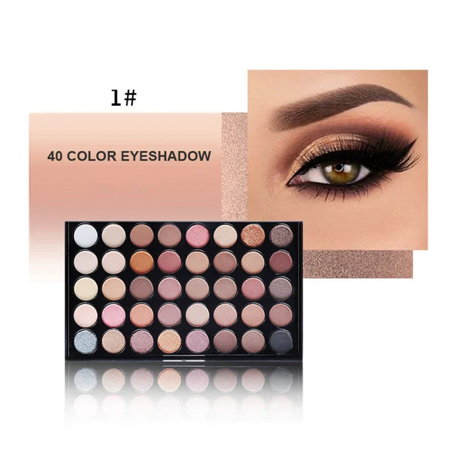 40 Colors Eyeshadow Palette Matte Glitter Pearlescent Powder Shimmer Shine Nude Eye Pigments Makeup Palette Set Cosmetics
