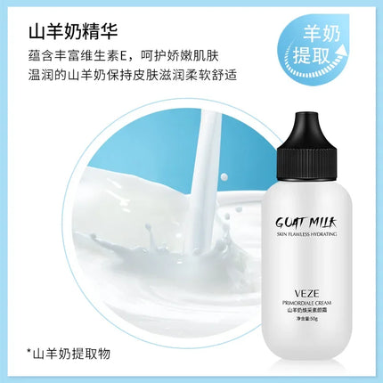 Professional Lazy Face Foundation Cream Goat Milk Revitalizing Full Coverage Waterproof Makeup Base BrightenIng Cover Dark
