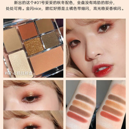New 7 Color Eyeshadow Palette Pearly Matte Glitter Eyeshadow Makeuo Palette Shiny Eye Shadow Eye Pigments Purple Brown Cosmetics