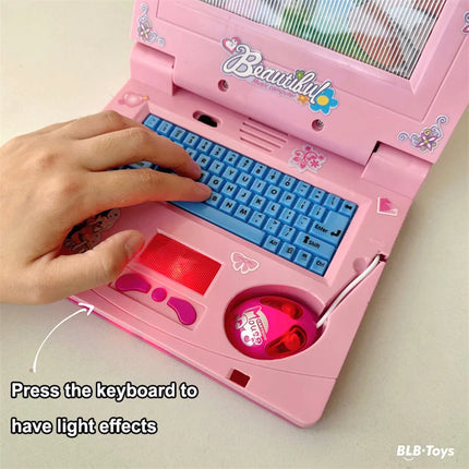 Simulation Laptop Toy Light Music Cartoon Children's Early Education Enlightenment Computer with Mouse Children's Birthday Gift