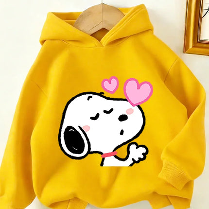 Childrens Peanuts Snoopy Hoodie Boys Girls Kawaii Cartoon Puppy Dog Graphic Hooded Sweatshirt Winter Leisure