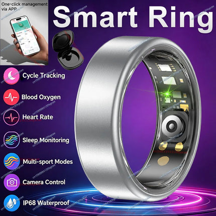 R10 Smart Ring with Charging Case for Men Women, Health and Sleep Monitor, 5ATM Waterproof, Multi-sport Mode,Camera Control Ring