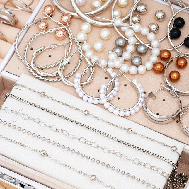91 Pcs Elegant Vintage Jewelry Set Vintage Multi Layered Necklaces, Dangling Earrings, Rings, Bracelet for Women Gifts 2024 New