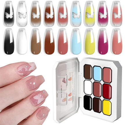 LIMEGIRL 9 Color Gradient Painting Gel Nail Art Gradient Color DIY Design Gel Quick Flower Paint Engraving Gel Nail Polish