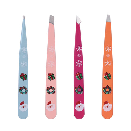Christmas Multicolor Tweezers High Precision Stainless Steel Eyebrow Tweezers for Facial Hair Eyebrow Grooming Ingrown for Gift