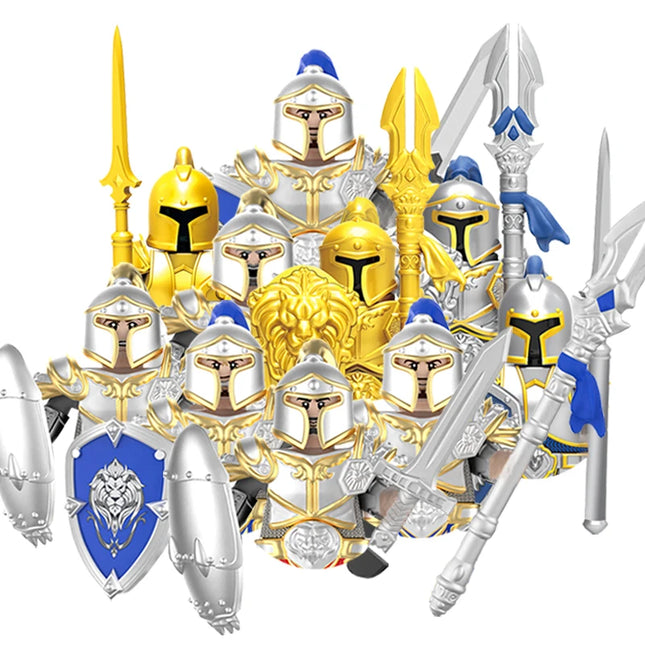 ZHMS01 Medieval Knight Orcs Warrior Elves Figures Building Blocks Army Armored Soldiers Shield Weapons Bricks Toys