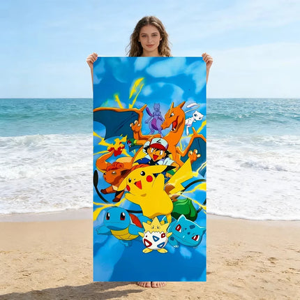 Pokemon Pikachu Anime Cosplay Beach Towel Summer Towels Bathroom Bath Towel Swim Towels Travel Quick Dry Kids/Adult Gift