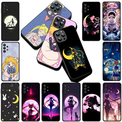 Casing Phone Cover for Samsung Galaxy S22 S21 S20 FE Ultra Plus A07 A17 A15 A16 A25 A57 A37 Case  S-SailorS Anime Girl Moons