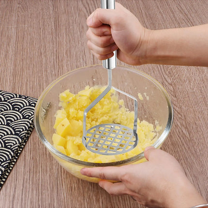 Mash Potatoes Masher Manual Stainless Steel Food Masher Heavy-Duty Mashing Utensil Kitchen Gadget Manual Potatoes Ricer for Bean