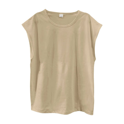 Independent station 24 cross-border men's summer new sleeveless t-shirt youth casual loose solid color thin shoulder t-shirt spo