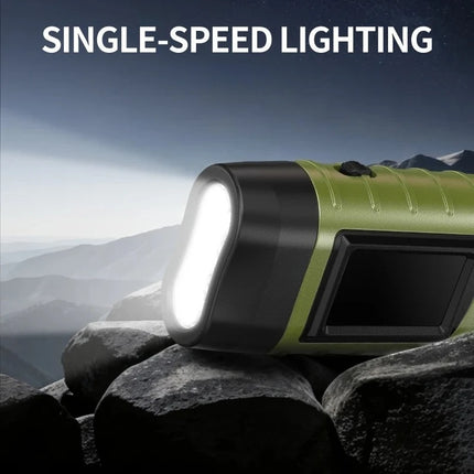 Portable LED Flashlight Tent Light Hand Crank Dynamo Solar Power Torch for Outdoor Camping Hiking Long-range Emergency Lantern