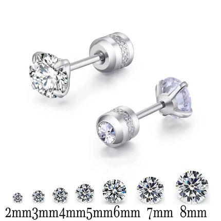 1 piece Medical Stainless Steel Crystal Zircon Ear Studs Earrings Tragus Cartilage Hypoallergenic Screws Piercing Jewelry