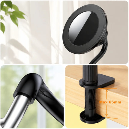 100CM Flexible Gooseneck Phone Holder, Foldable Hands-Free Clamp Stand for Bed, Desk, and Streaming, 360° Rotating Mobile Mount