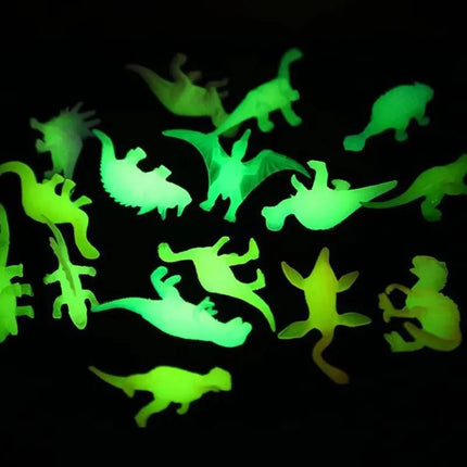 28Pcs/Set Mini Soft Rubber Glow-in-the-dark Dinosaur Figure Toys Fluorescent Simulation Small Dinosaur Model Decoration Gift