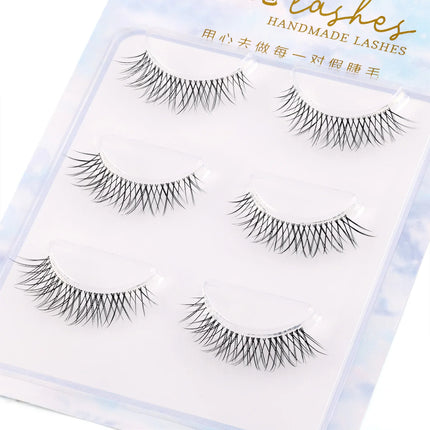 3pairs short Mink Lashes 3D Mink Eyelashes Invisible Band Natural Black Mink False Eyelash Full Strip cilios posticos Reusable