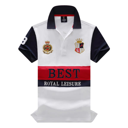 New polo shirt men's embroidery patchwork color contrast slim classic fashion original design polo collar pure cotton breathable