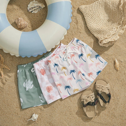 ma&baby 6M-4Y Infant Toddler Kid Baby Boy Swimsuit Animal Shell Coconut Tree Print Shorts Children Beachwear Bathing Suit
