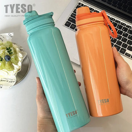TYESO Stainless Steel Thermal Water Bottle Portable Tumbler Sport Vacuum Flask Keeps Cold and Heat Thermal Mug Car Insulated Cup