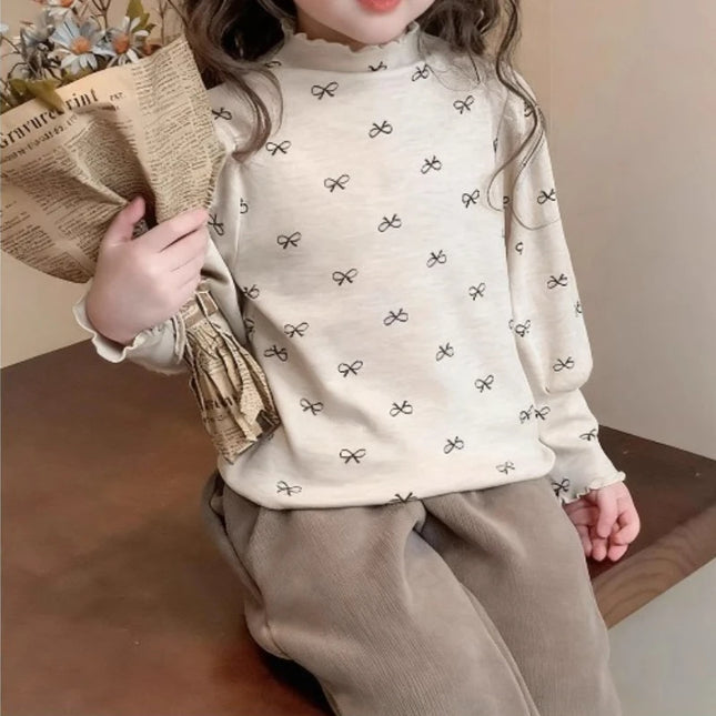 Kids Girls' 2026 New High-Neck Base Shirt Autumn and Winter Children's Long-Sleeve T-Shirt Winter Warm Baby Girl Top