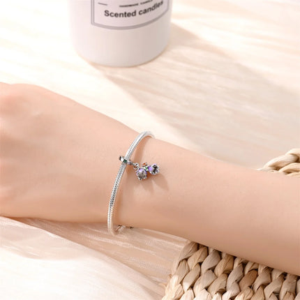 Purple Series 925 Sterling Silver Lily of the Valley Rose Mermaid Witch Hat Charm Fit DIY Bracelet Necklace Charming Gifts