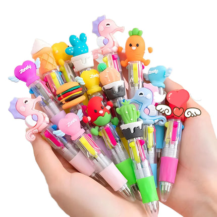 20Pcs/Lot Cute Cartoon 4 Color Mini Ballpoint Pen Kawaii Unicorn Flamingo Retractable Pen Stationery Gift School Office Supplies