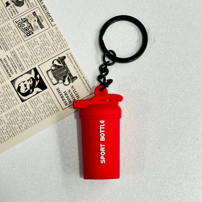 Mini Barbell Plates Key Chain Water Cups Creative Simulation Dumbbells Keyring Kettlebells Bag Charm Fitness Series Pendant