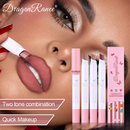 Two-Color Lipstick Pen, Matte Matte Finish, Long-Lasting Makeup Effect, Two-Color, Delicate, Waterproof, Non-Fading Lip Gloss, Natural and Easy to Apply Lipstick