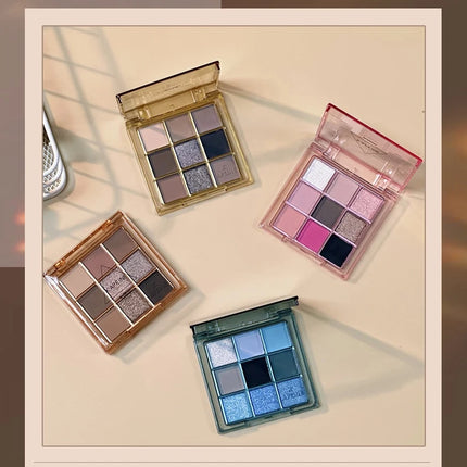 9 Colors Dark Punk Smoked Eyeshadow Palette Blue Black Pearl Matte Eye Shadow Makeup Palette Brightening Shimmer Lying Silkworm