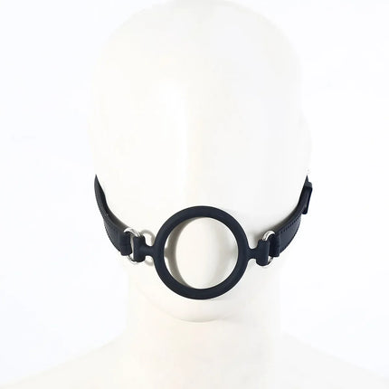 Sex Products Oral Fixation Buckled Head Harness with Mouth Gag for Adult Women Stuffed Sex Adjustable Fetish Leather O-rings
