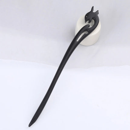 Ebony Wood Hairpins Handmade Purple Sandalwood Hair Stick for Women Fine Pattern Vintage Chinese Hair Pin Accessories
