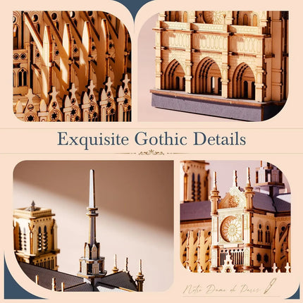 Robotime Rokr 3D Puzzle Paris Cathedral Wooden Model Kit for Adults to build DIY Toy Building Construction Craft Kits Ideal Gift