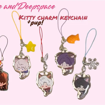 Love and Deepspace cute kitty Xavier, Zayne, Rafayel, Sylus, Caleb cute mini charm keychain