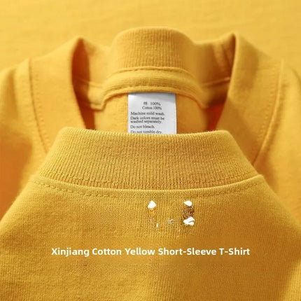 xinjiang cotton500G Heavy PureCotton Thick Drop Shoulder Short sleeve T-shirt Solid Loose Casual Men's and Women's Basic Half