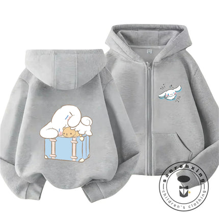Cinnamoroll 2026 Hot Zipper Hoodie 3-14Y Boys Girls Autumn Winter Cute Kawaii Cartoon Street Hot Fashion Outdoor Casual Warm