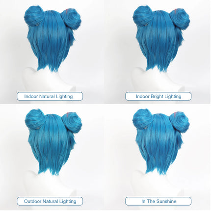 Cosplay Wig Arcane Anime Wig Jinx Bule with Pink Game Role-Playing Wig Synthetic Wig with Wigcap