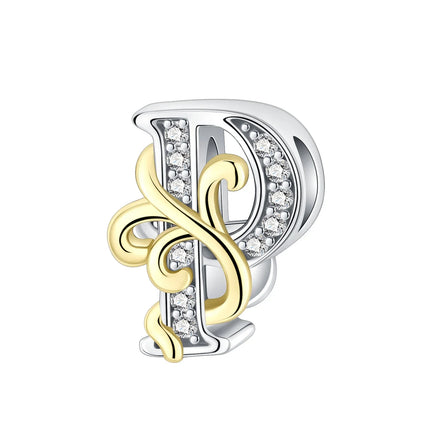 925 silver 26 letters retro fashion golden pendant fit original bracelet charm beads necklace Diy female jewelry