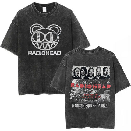 Radiohead Rock Band Washed Cotton T-Shirt Men Women Hip Hop Music Tee Fashion Short Sleeve T-shirt Summer Oversized T-shirts Tops