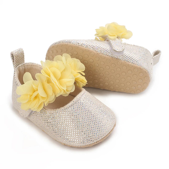 VALEN SINA  Newborn Baby Shoes Yellow Baby Girl Shoes Girl Classic Bowknot Sole Anti-slip PU Shoes First Walker Toddler Shoes