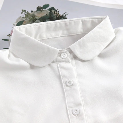 Women's Spring Fall Cotton White Vertical Small Lapel Versatile Shirt Jumper Fashion Fake Collars Clothing Accessories