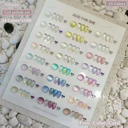 Glenys 24 color mermaid shell nail polish adhesive tape color card UV immersion gel nail salon nail art varnish