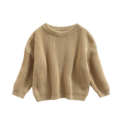 Suefunskry Newborn Baby Girl Boy Knitted Long Sleeve Autumn Winter Sweater Solid Loose Pullover Casual Tops Kids Clothes 3M-5Y