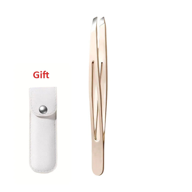 Stainless Steel Precision Tweezers for Eyebrows, Eyelashes, Beard & Mustache High-Accuracy Round Head, Seamless Clamping