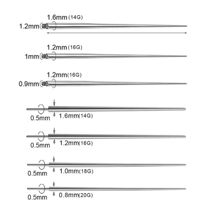 14G 16G 18G 20G Piercing Taper Stainless Steel Flat Back Earring Applicator Tool Threadless Insertion Pin Body Piercing Kit