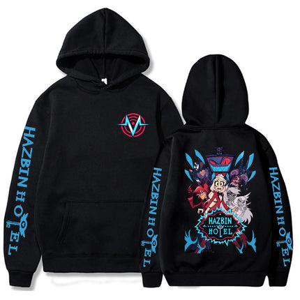Anime Hazbin Hotel Peripherals Vox Angel Dust Graphic Print Hoodie Harajuku Pullover Man Woman Loose Casual Oversized Sweatshirt