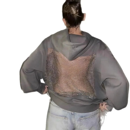 1/2PCS Fashionable Women’s Hoodie Solid Color Hollow Mesh Backless Sweatshirt for Fall and Winter Ideal Christmas Gift